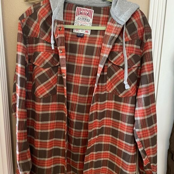 Jared Orandeno and Brown Hooded Men’s Flannel Shirt XL - Picture 9 of 11
